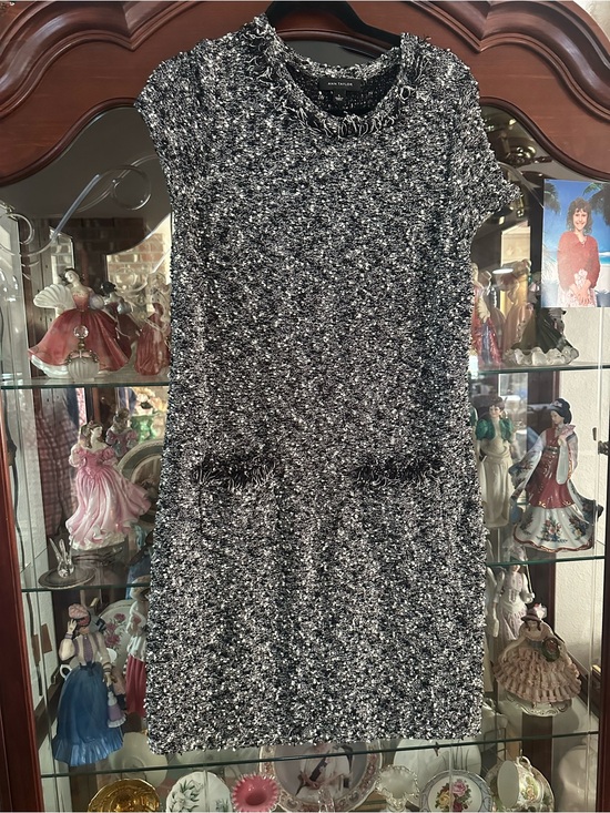 Ann Taylor Dresses & Skirts - Ann Taylor Black and White Tweed Mini Dress Sz L